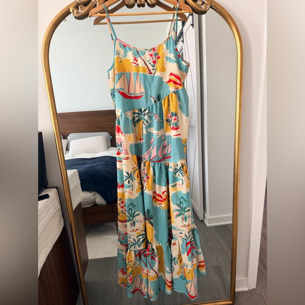 🩵Resort Beach Print Maxi Dress
